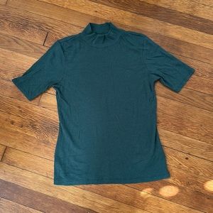 Green mock neck ribbed top